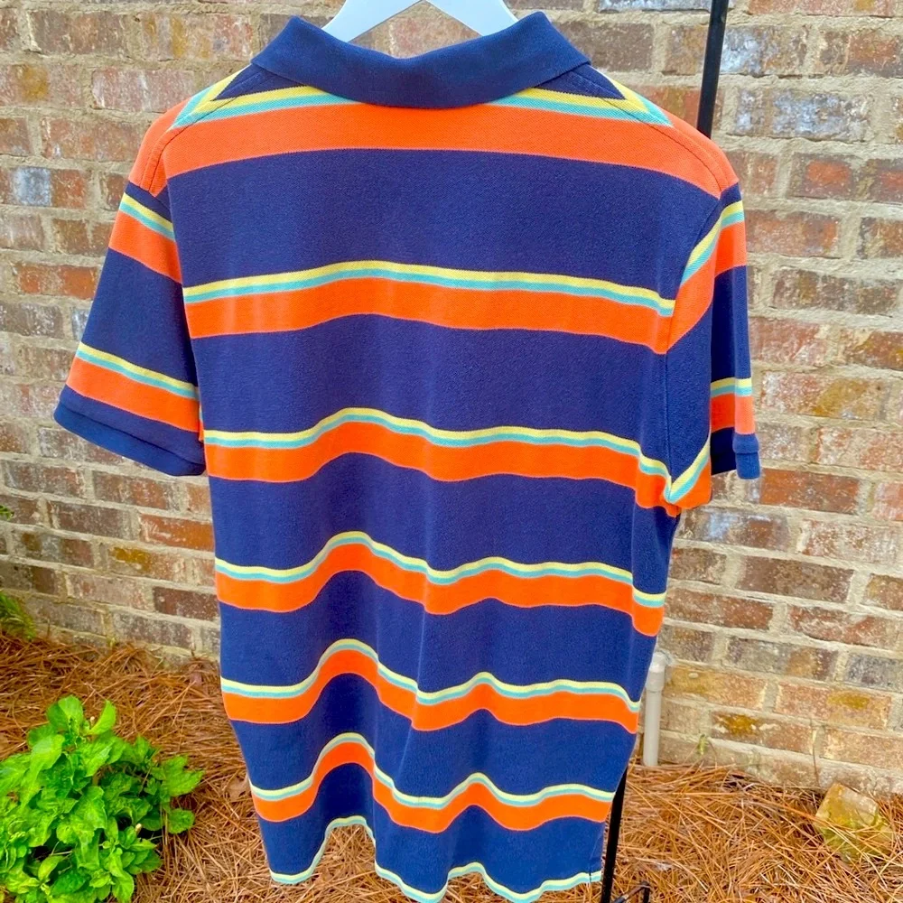 Polo Ralph Lauren Vintage 90s Orange Navy Polo Shirt Striped size XL Gameday